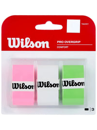 Wilson Pro Overgrip 3 Pack - White-Green-Pink