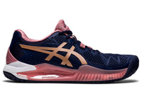 Gel Resolution 8 Peacoat Rose Gold Women Tennis Shoe