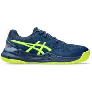 Asics Gel Resolution 9 Mako Blue/Safety Yellow Junior Tennis Shoe